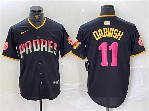Mens San Diego Padres #11 Yu Darvish Black Cool Base Stitched Baseball Jersey->san diego padres->MLB Jersey